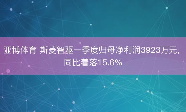 亚博体育 斯菱智驱一季度归母净利润3923万元, 同比着落15.6%