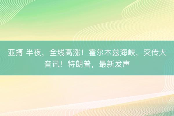 亚搏 半夜，全线高涨！霍尔木兹海峡，突传大音讯！特朗普，最新发声